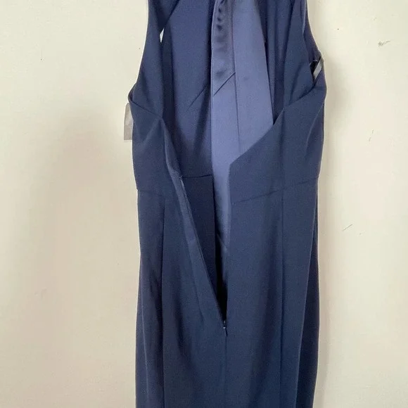 Dessy Collection Vivian Diamond Blue Midnight Bow-Back Trumpet Gown NWT Size 2 R - Picture 8 of 9
